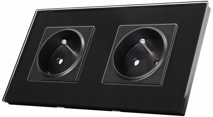 Gniazdo Podwójne Szklane Szkło Zestaw Ramka Podwójna i 2 x Gniazdko MIUUN