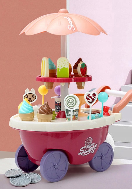 STOISKO NA LODY WÓZEK LODZIARNIA SKLEP ZE SŁODYCZAMI DLA DZIECI ZAKUPY 36EL
