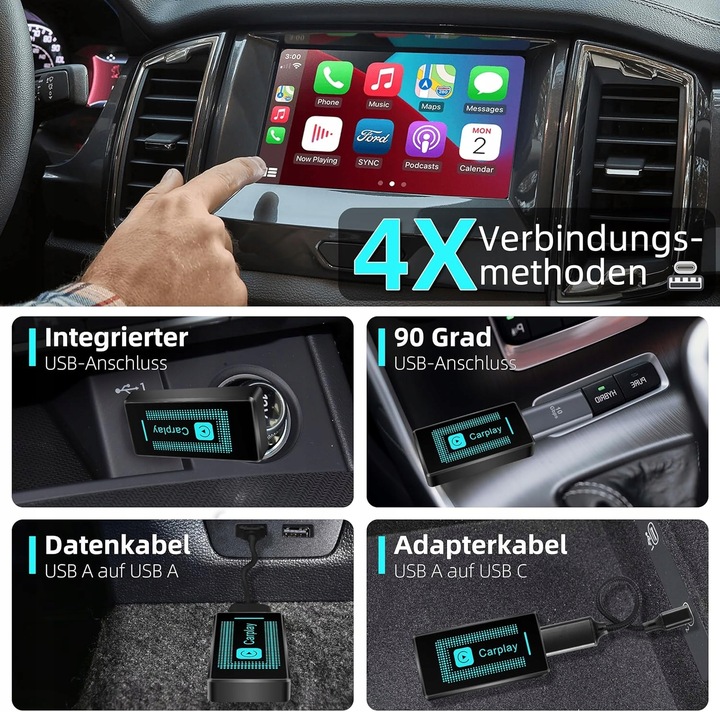 Bezprzewodowy adapter Carplay do iPhone'a iOS 9+ i nowsze Plug & Play