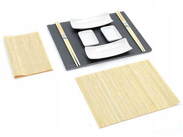 Zestaw do Sushi robienia serwowania Pałeczki Mata bambusowa Kamień Naczynia