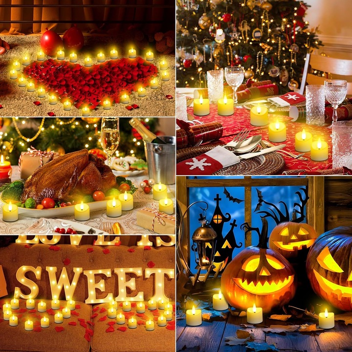 ZESTAW 6 ŚWIEC LED ŁADOWANE Z FUNKCJĄ TIMERA NA BOŻE NARODZENIE I HALLOWEEN