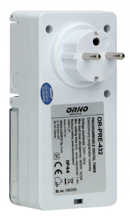 PROGRAMATOR CZASOWY DO GNIAZDA IP44 OR-PRE-432 ORNO