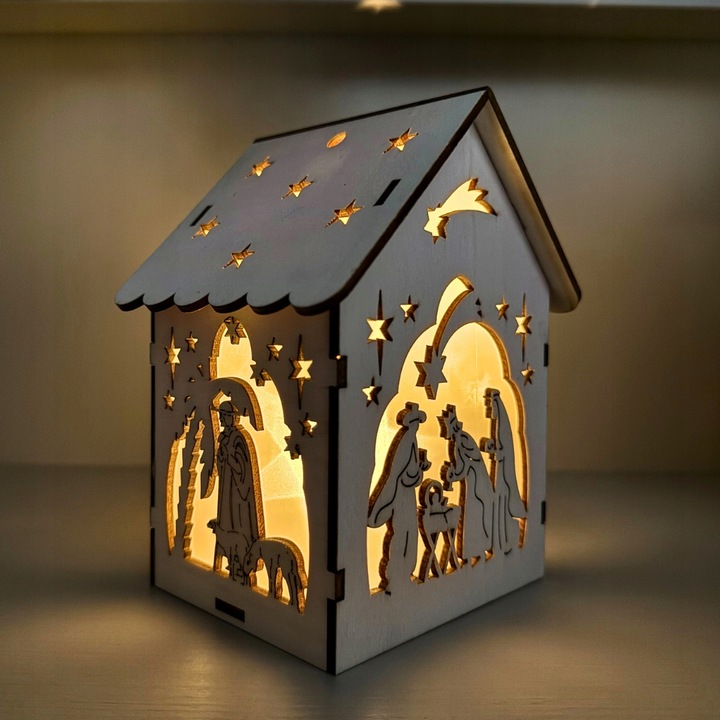 Lampion na Roraty lampion Adwentowy drewniany Lampion + LED Piękne Gwiazdki