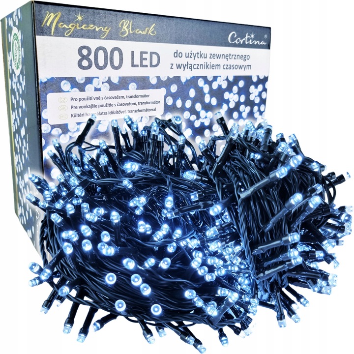 LAMPKI CHOINKOWE 800 LED TIMER ATEST ZEWNĘTRZNE NA CHOINKĘ CHOINKA BIAŁE