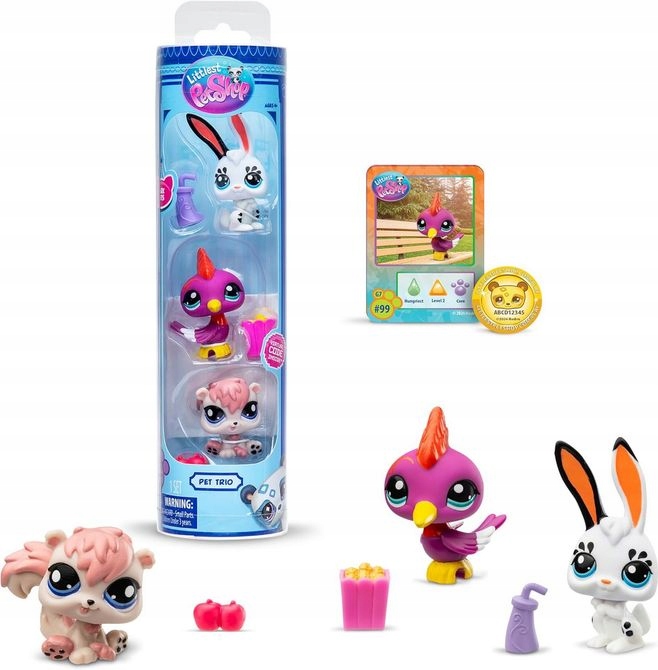 LITTLEST PET SHOP #99-101 ZESTAW 3 figurek zwierzątek +akcesoria