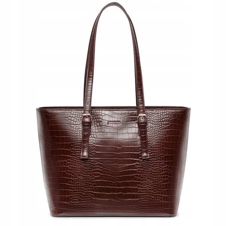 Torebka Damska Shopper Na Ramię PUCCINI Duża Mieści A4 Brązowa BML054D-2