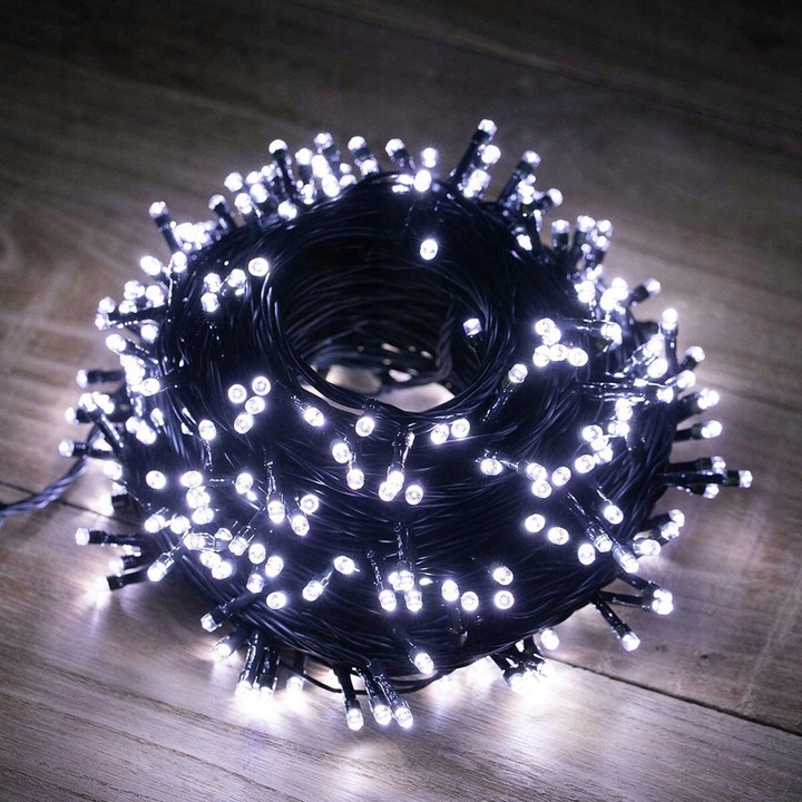Lampki CHOINKOWE 200 LED BIAŁE ZIMNE FLASH ZEWNĘTRZNE WEWNĘTRZNE