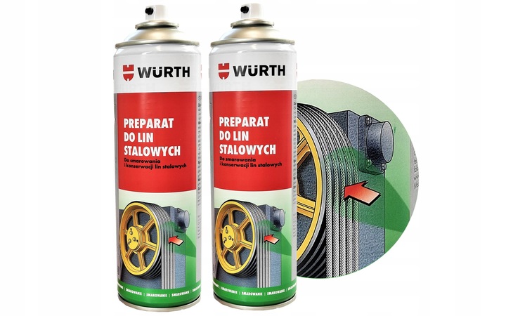WURTH Smar do Przekładni Linowych Lin Stalowych Antykorozyjny Zestaw 2 szt