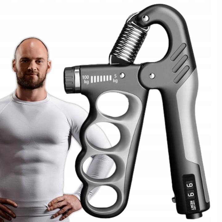 ŚCISKACZ DO RĄK DŁONI Z REGULACJĄ 10-100kg Z LICZNIKIEM 2 SZT