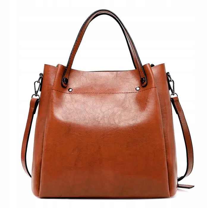 TOREBKA DAMSKA NA RAMIĘ SKÓRZANA TORBA CZARNY DO RĘKI SHOPPER PASEK