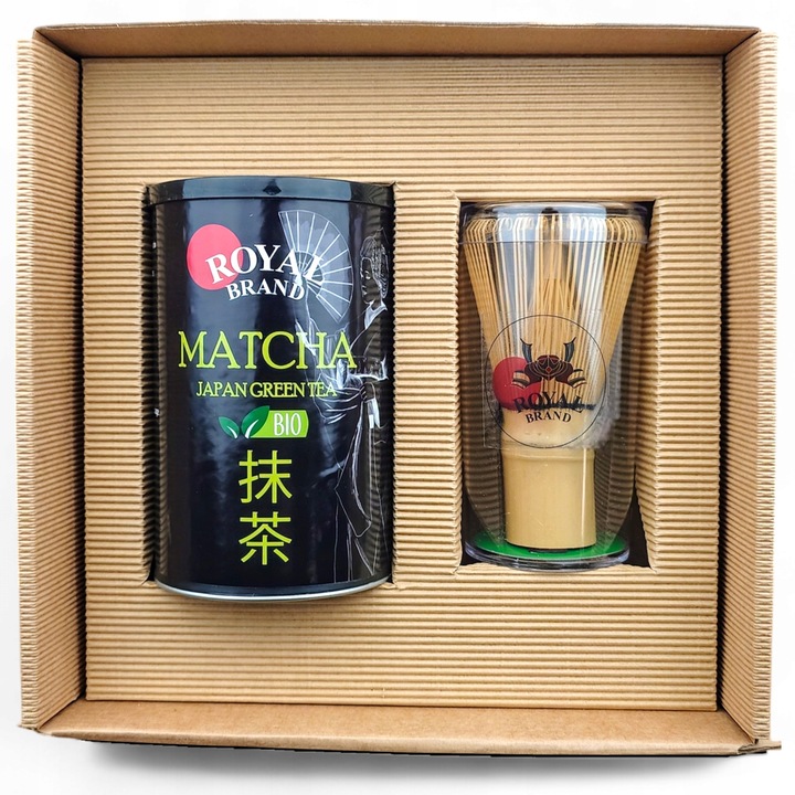 Zestaw Do Herbaty Matcha Japoński Bio 100 g z Miotełką Chasen Bambusową Kot