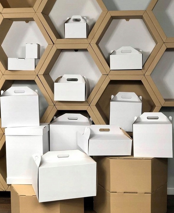 Karton opakowanie na tort ciasto 42x32x25 cm BIAŁE pudełko BARDZO MOCNE