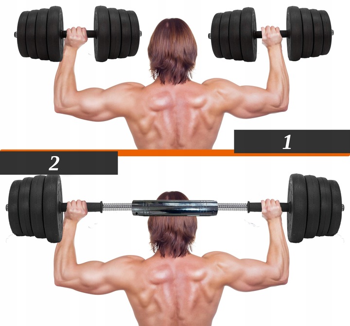 HANTLE DO ĆWICZEŃ REGULOWANE 40kg 2x20 REGULOWANE METALOWE GRYFY SZTANGA