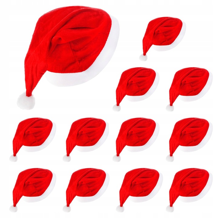 12szt CZAPKA ŚWIĘTEGO MIKOŁAJA PRZEBRANIE STRÓJ CZERWONA KOSTIUM ŚWIĄTECZNY