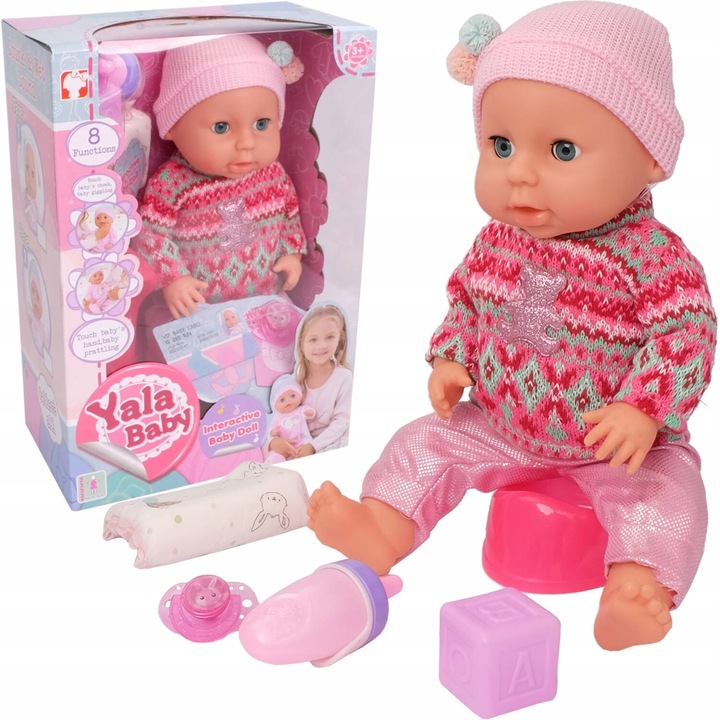 LALKA BOBAS INTERAKTYWNA SIKA PIJE PŁACZE GAWORZY 43cm Akcesoria 8 FUNKCJI