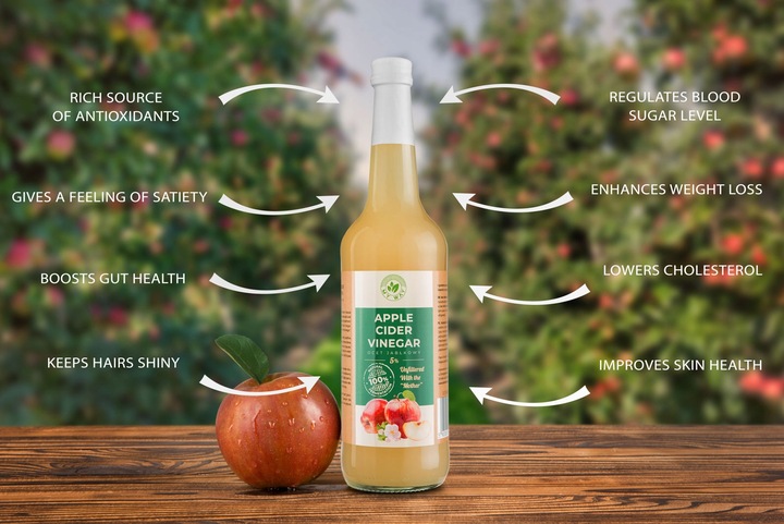 Zestaw 5 x Ocet Jabłkowy 700 ml Niefiltrowany z Matką Octową – Naturalny