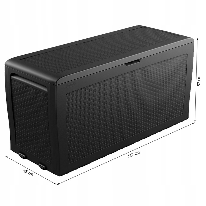 SKRZYNIA OGRODOWA BALKONOWA SCHOWEK RATTAN 270L - POJEMNA - GRAFITOWA - XL