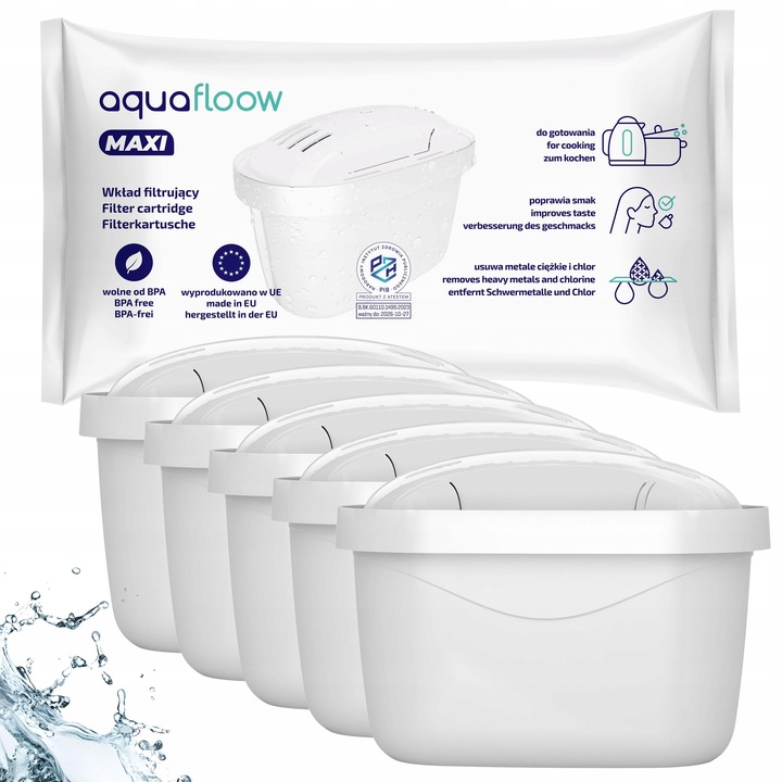 5x filtr wody do dzbanka szklanego Dafi zamiennik - wkłady AquaFloow Maxi