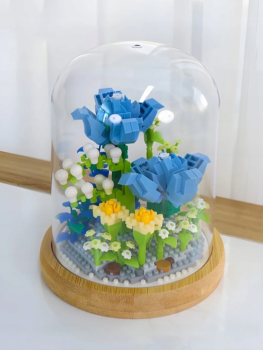 KLOCKI KWIATY KONSTRUKCYJNE ZESTAW NIEBIESKI 543 EL PREZENT WALENTYNKOWY