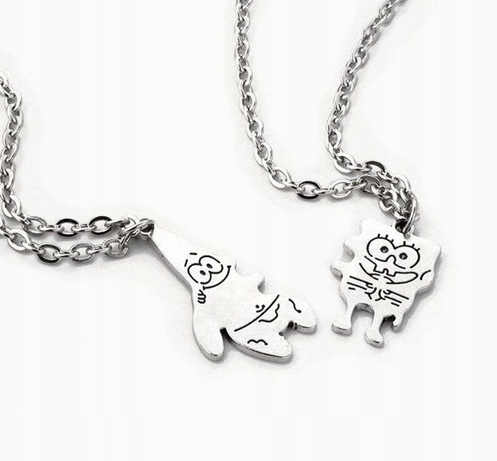 Naszyjniki Srebrny dla Przyjaciół Przyjaciółek BEST FRIENDS SpongeBob