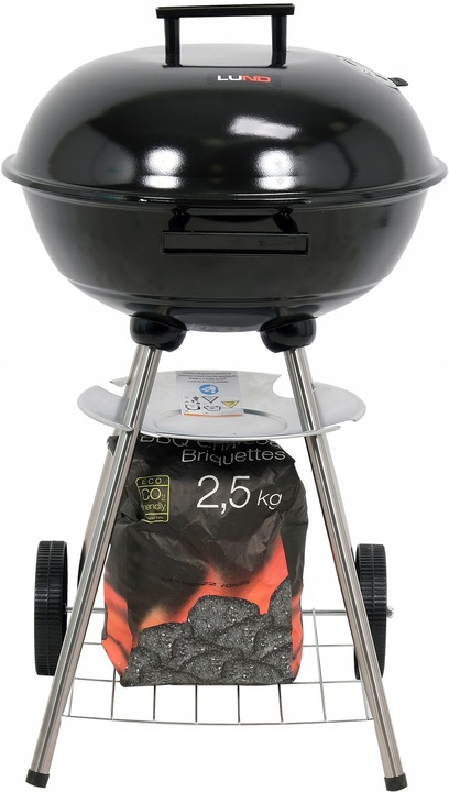 GRILL OGRODOWY WĘGLOWY RUSZT STALOWY OKRĄGŁY 41CM POKRYWA Z POKROWCEM LUND