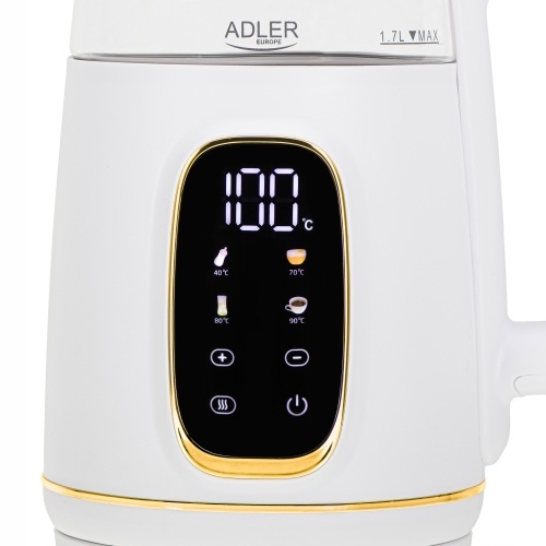 ADLER AD1305 white gold | czajnik elektryczny | 1,7 l * 40–100°C * szklany