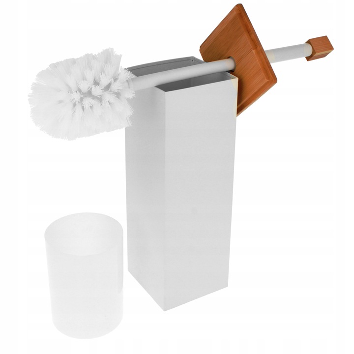 STOJAK NA PAPIER TOALETOWY + SZCZOTKA DO WC ZESTAW 2w1 STYLOWY BAMBUSOWY