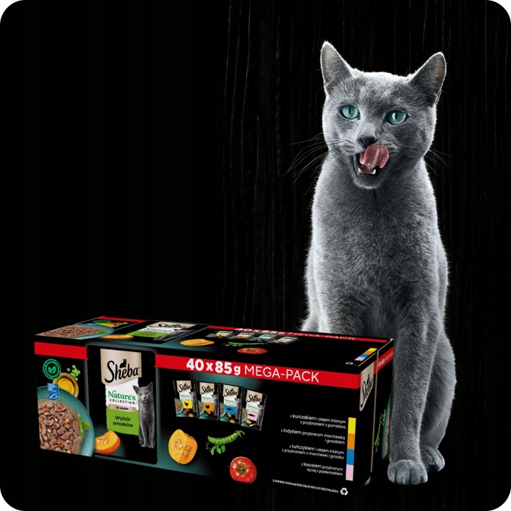 MOKRA KARMA SHEBA NATURE'S DLA KOTA WYBÓR SMAKÓW W SOSIE SASZETKI 40X85G