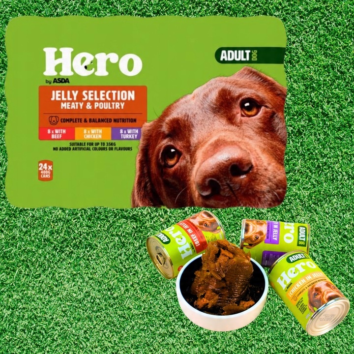 Mokra karma dla psa Hero MIX SMAKÓW kawałki w galaretce 24 x 400g 9,6 kg