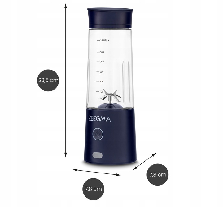 BLENDER BEZPRZEWODOWY KIELICHOWY 450ml 300W GRANATOWY zabierz ze sobą!