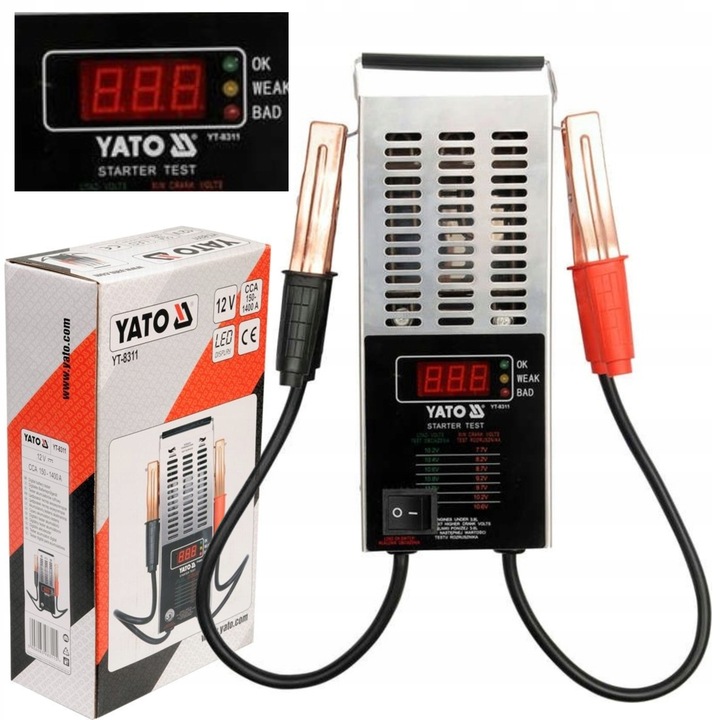 YATO CYFROWY TESTER AKUMULATORÓW MIERNIK NPIĘCIA 12V 150-1400Ah LCD YT-8311