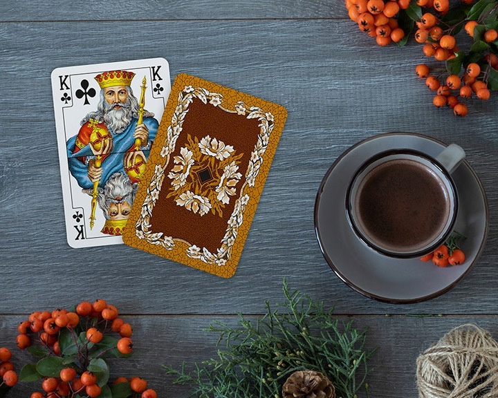 Karty podwójne, liście dębu. Piatnik