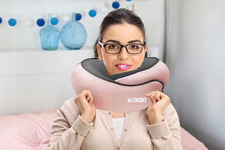 WYGODNA PODUSZKA ROGAL NA SZYJE MEMORY PIANKA PODRÓŻNA ZDEJMOWANA PODSZEWKA