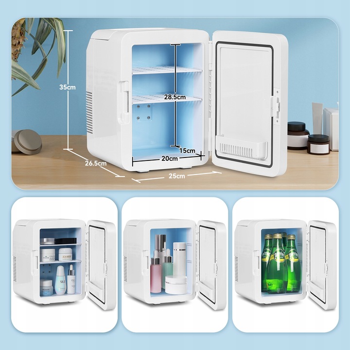 MINI PRZENOŚNA LODÓWKA 10 LITRÓW 12V 230V LUSTRZANA