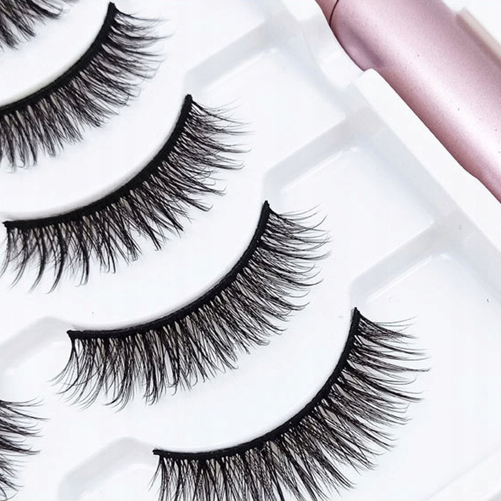 RZĘSY MAGNETYCZNE 5X DŁUGIE + PĘSETA + 2X EYELINER