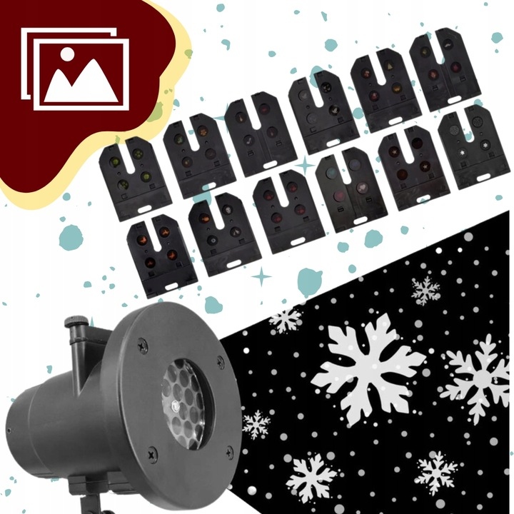 PROJEKTOR LASEROWY LED ŚWIĄTECZNY RZUTNIK NA DOM 48 WZORÓW CHOINKA MIKOŁAJ