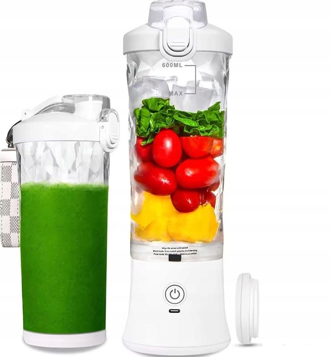BLENDER SHAKER TURYSTYCZNY DIODY LED USB-C AKUMULATOR 600ML BEZPRZEWODOWY