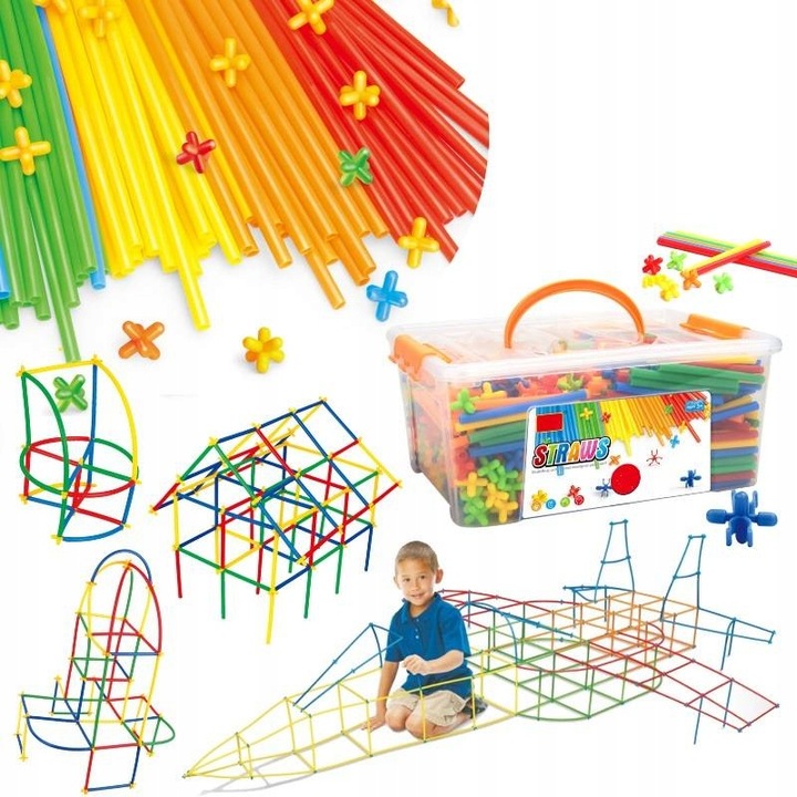 Klocki Konstrukcyjne Słomki Patyczki do Budowania Zestaw XL 800 elementów