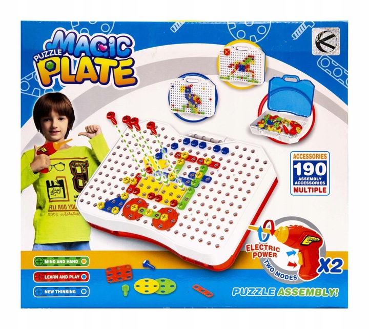 Zestaw klocki konstrukcyjne walizka z narzędziami 190 elementów