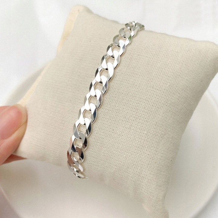 Srebrna Bransoletka Pancerka pr. 925 SREBRO Męska Diamentowana 6mm + GRATIS