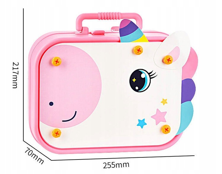 Klocki KONSTRUKCYJNE JEDNOROŻEC do skręcania 3D w walizce dla dzieci