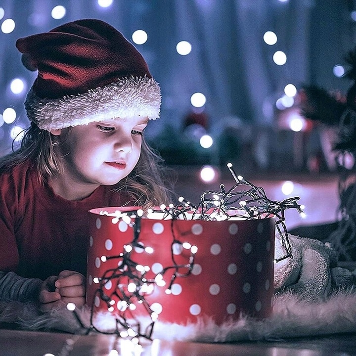 LAMPKI CHOINKOWE ŚWIĄTECZNE ŚWIATEŁKA BIAŁE ZIMNE 8 TRYBÓW 300 LED 33 M