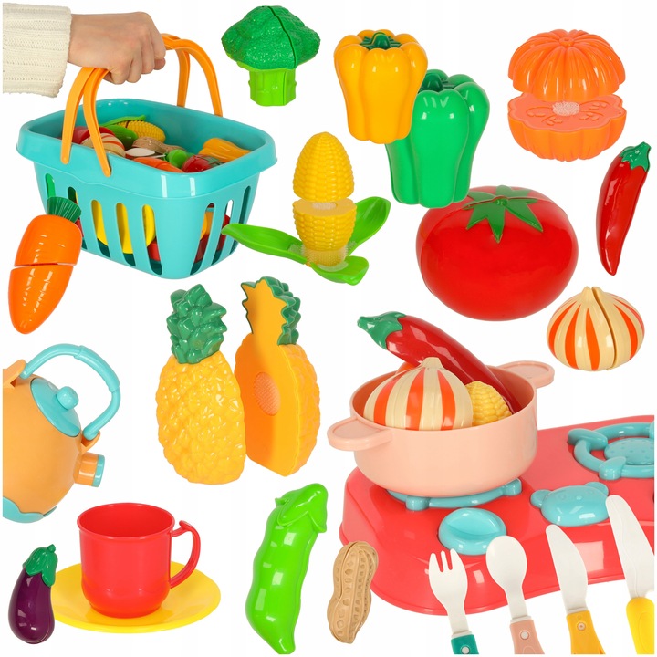 ZESTAW AKCESORIÓW KUCHENNYCH DLA DZIECI WARZYWA OWOCE DO KROJENIA NA RZEPY
