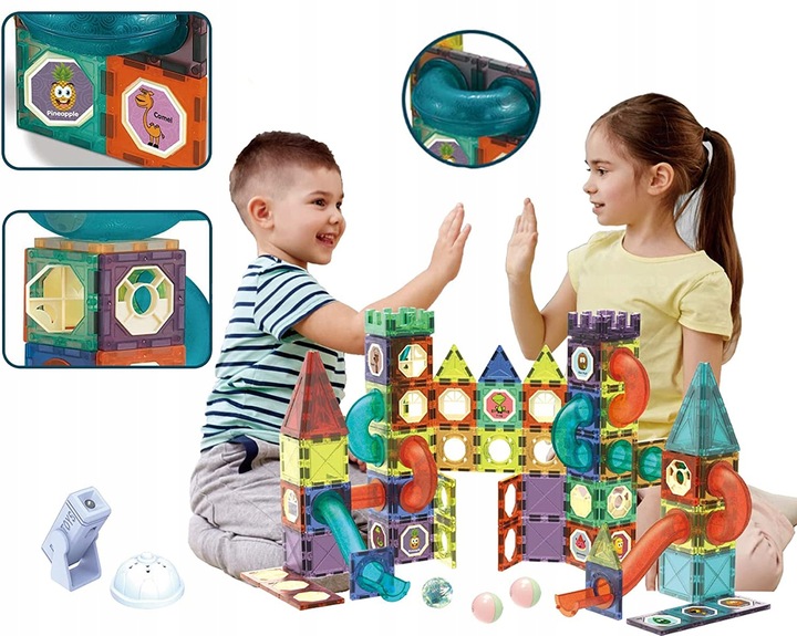 ZESTAW KREATYWNE KLOCKI MAGNETYCZNE DLA DZIECI TOR 96EL KULODROM PREZENT