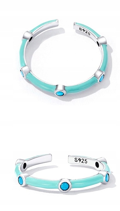 Pierścionek turkusowy regulowany srebro +pudełko