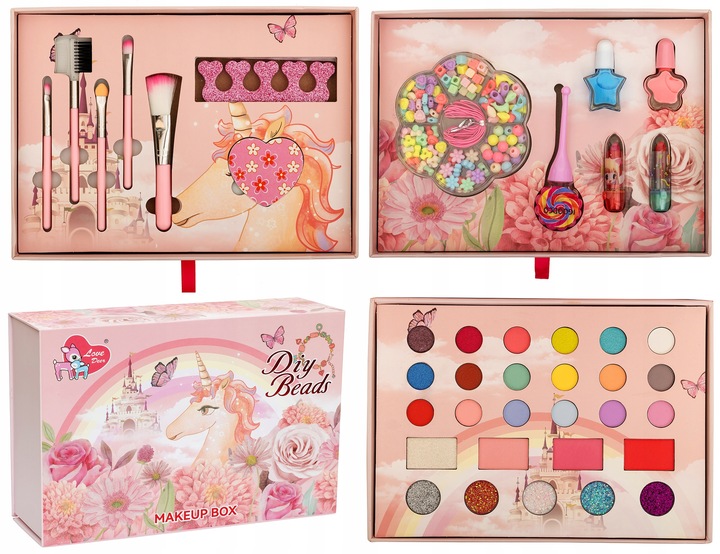 ZESTAW KOSMETYKÓW DO MAKIJAŻU MAKE UP KUFEREK NA KOSMETYKI CIENIE LAKIERY