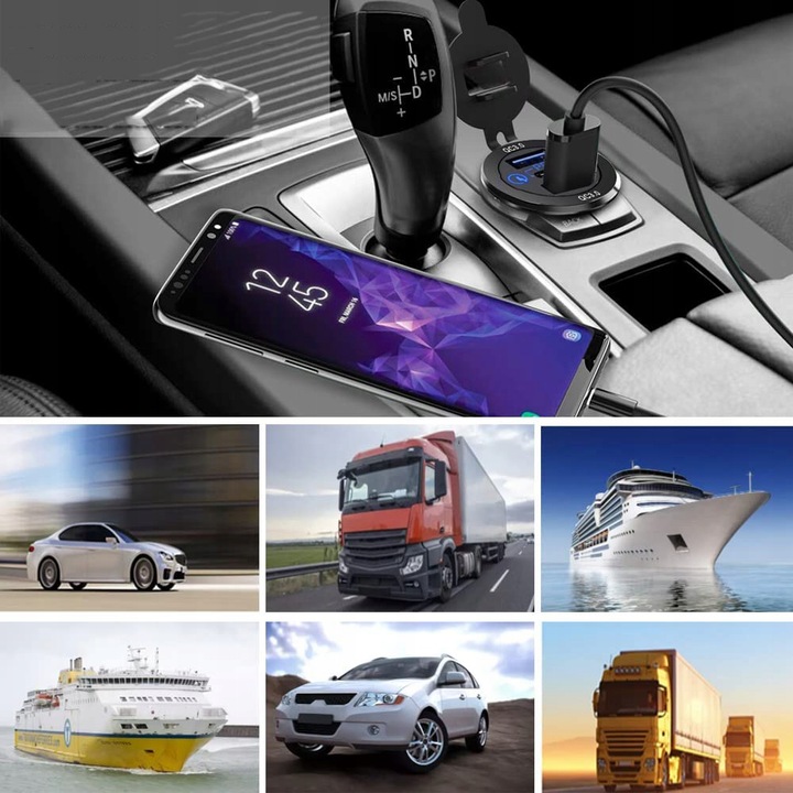 GNIAZDO ŁADOWARKA SAMOCHÓD QC3.0 3xUSB 12V-24V