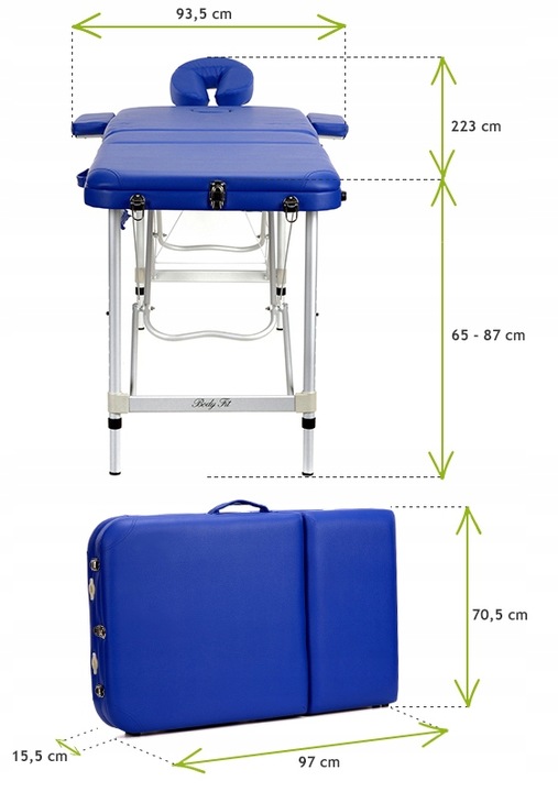 STÓŁ ŁÓŻKO DO MASAŻU 3-SEGMENT ALU LEKKIE BODYFIT