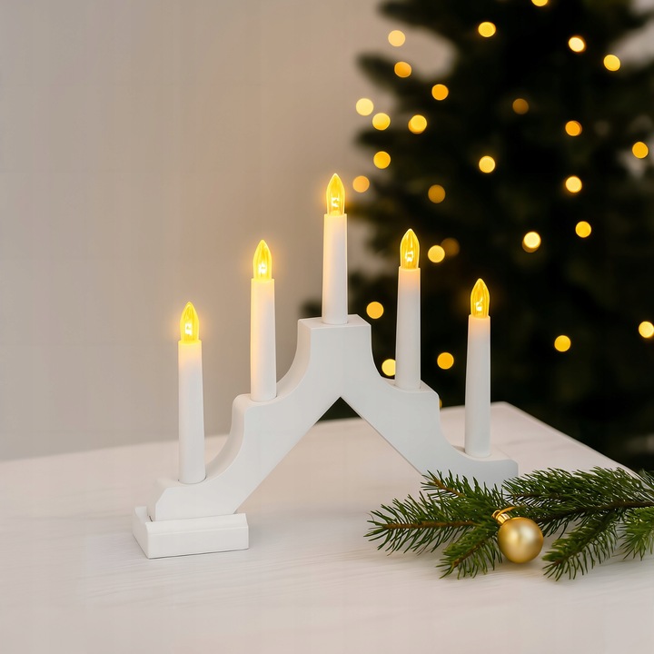 ŚWIECZNIK ADWENTOWY 5 LED ŚWIĄTECZNY LATARENKA Z TIMEREM NA BATERIE