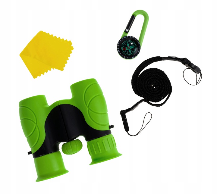 LORNETKA DLA DZIECI 8X21 OPTYKA ZOOM DZIEŃ I NOC LUPA KOMPAS + ETUI ZESTAW